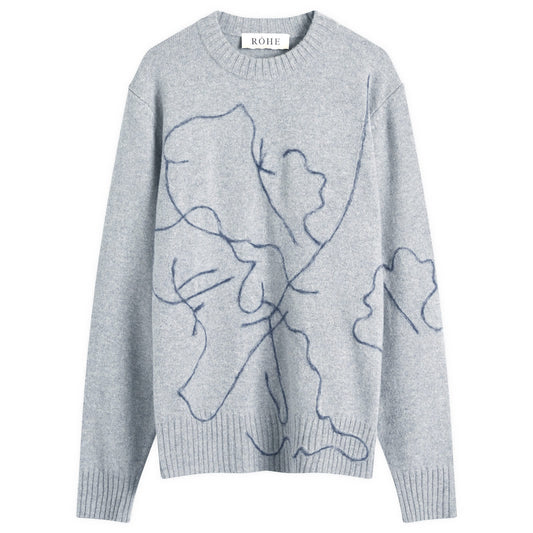 Tulip Embroidered Wool Cashmere Crew Neck Jumper