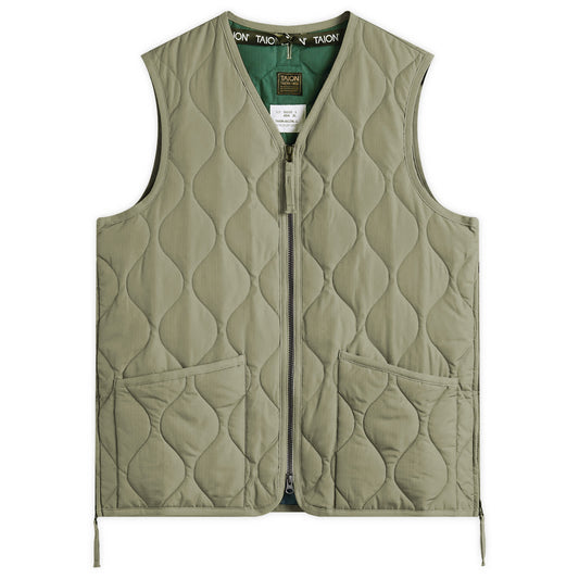 Military Zip V-Neck Down Vest