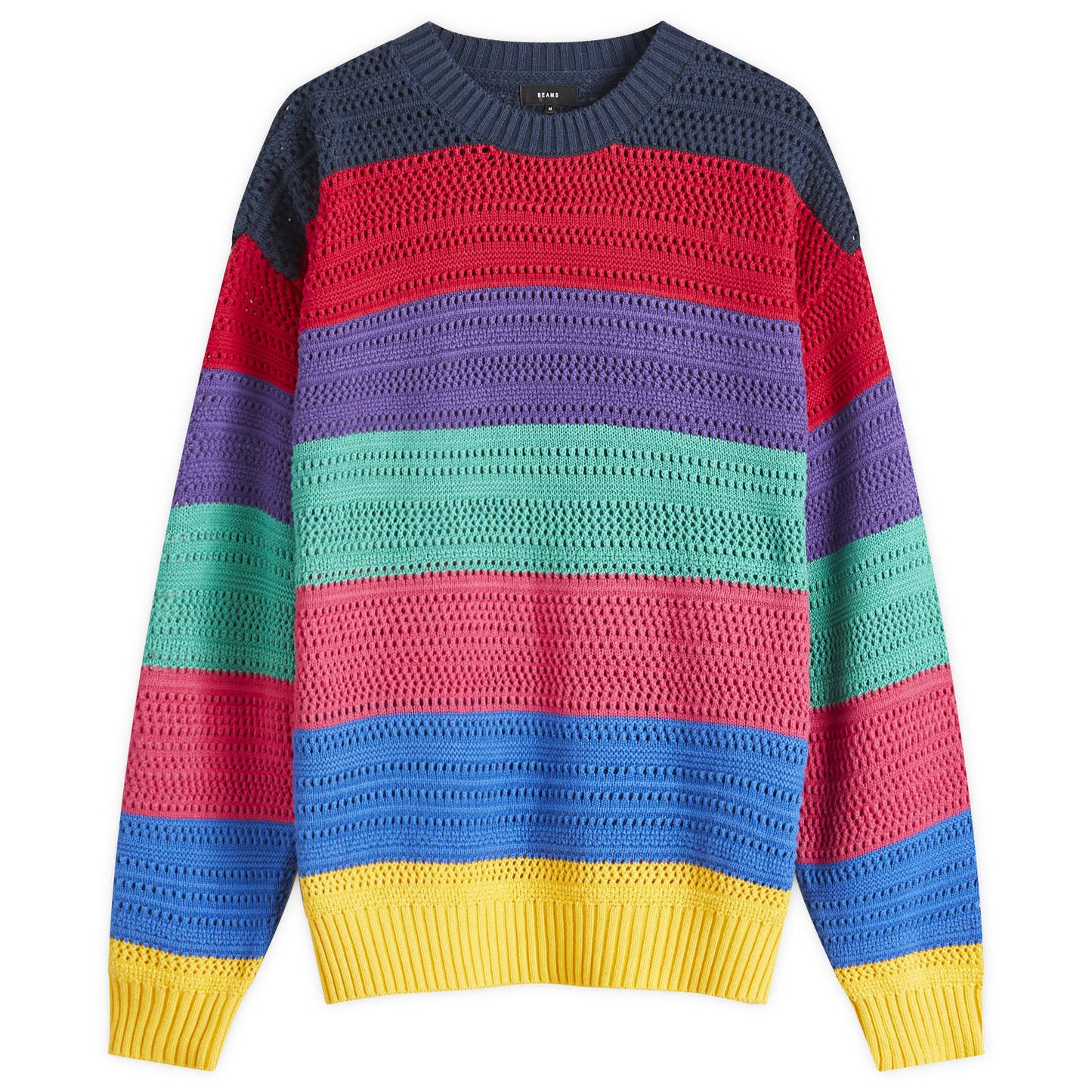 Multi Mesh Stripe Crew Jumper