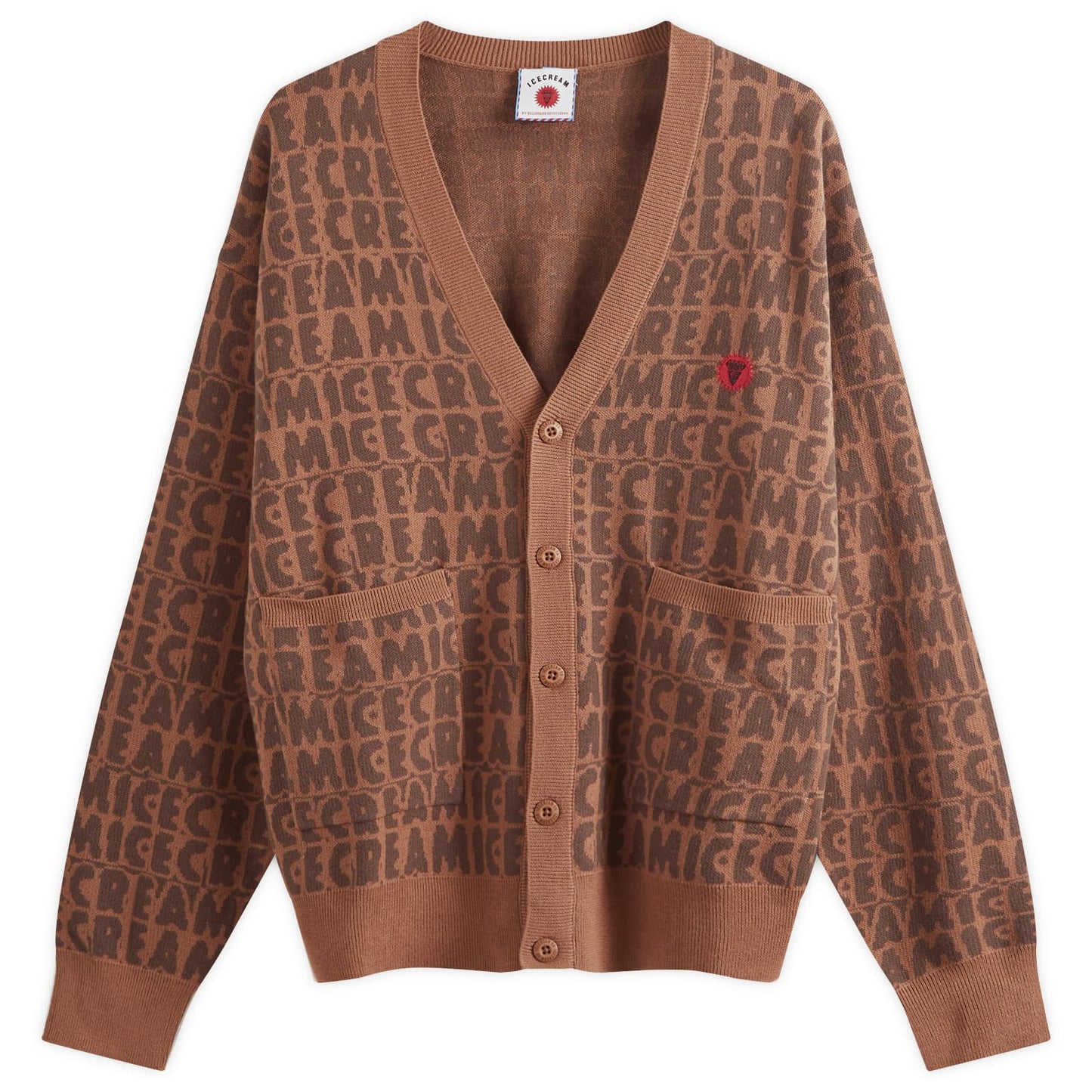 Icecream Text Print Knit Cardigan