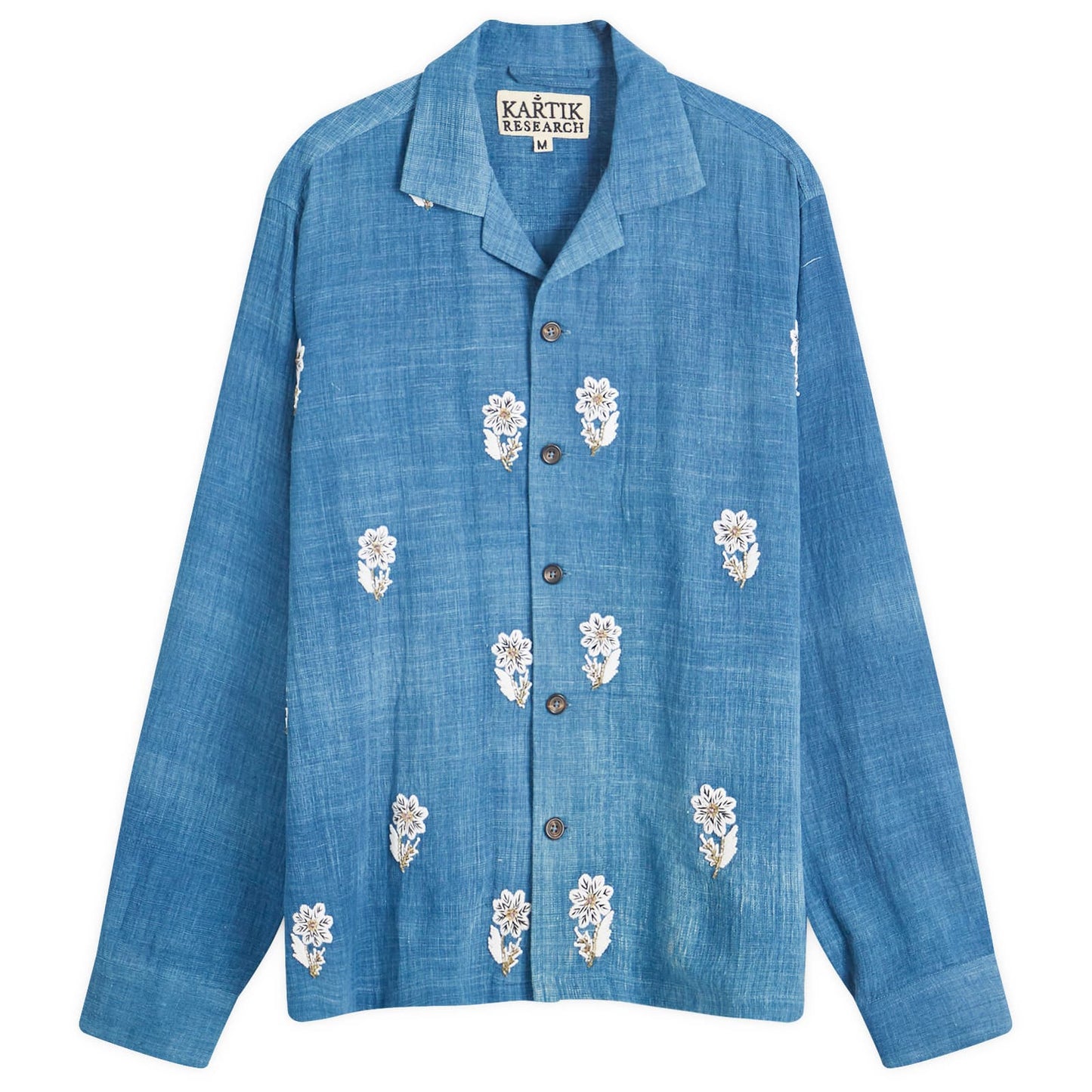 Indigo Dyed Embroidered Long Sleeve Shirt