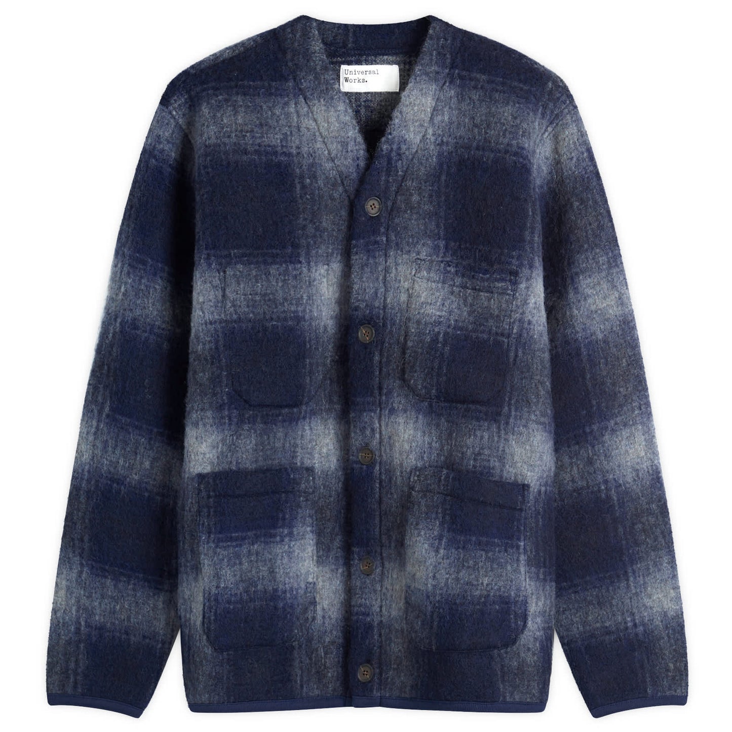 Check Wool Fleece Cardigan