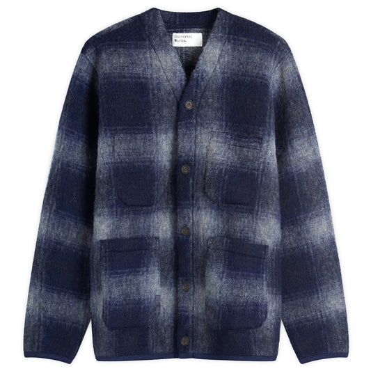 Check Wool Fleece Cardigan