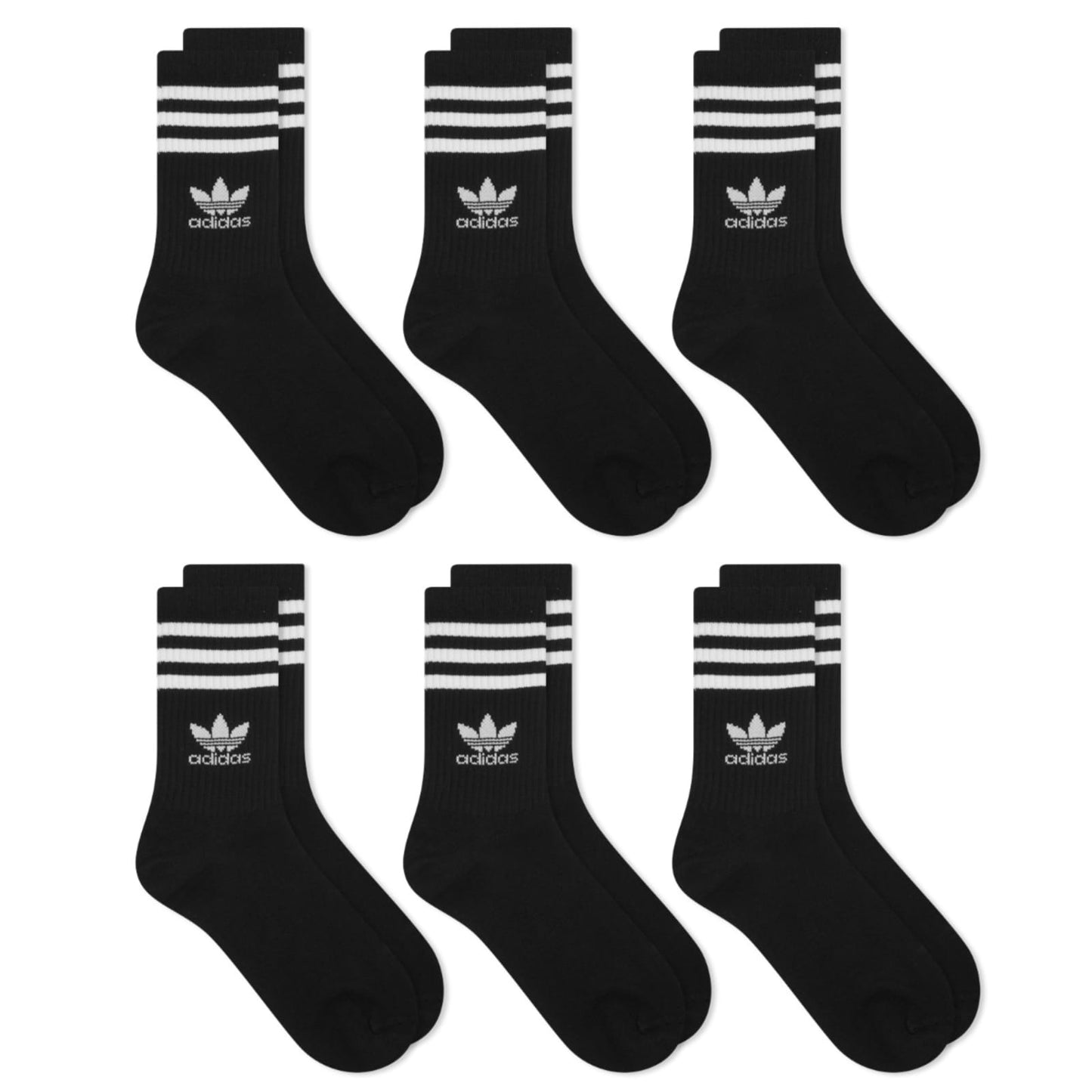 3 Stripe Crew Sock - 6 Pack