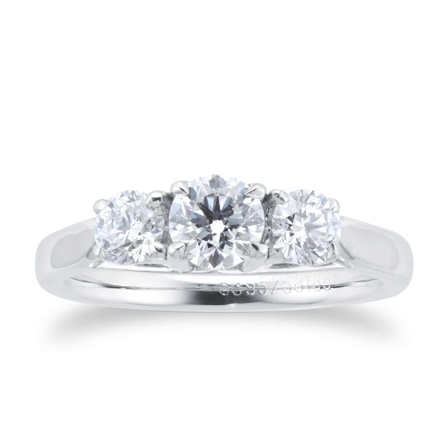 Ena Harkness Three Stone Platinum 0.90cttw Diamond Ring