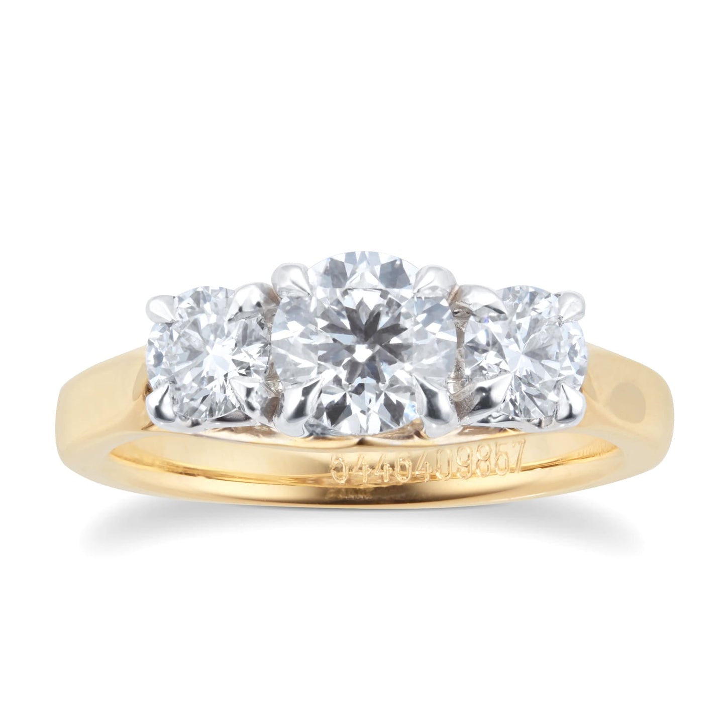 Ena Harkness Three Stone Yellow Gold 1.20cttw Diamond Ring