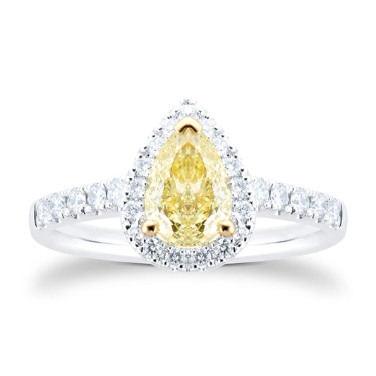 Platinum 1.32cttw Yellow Diamond Ring