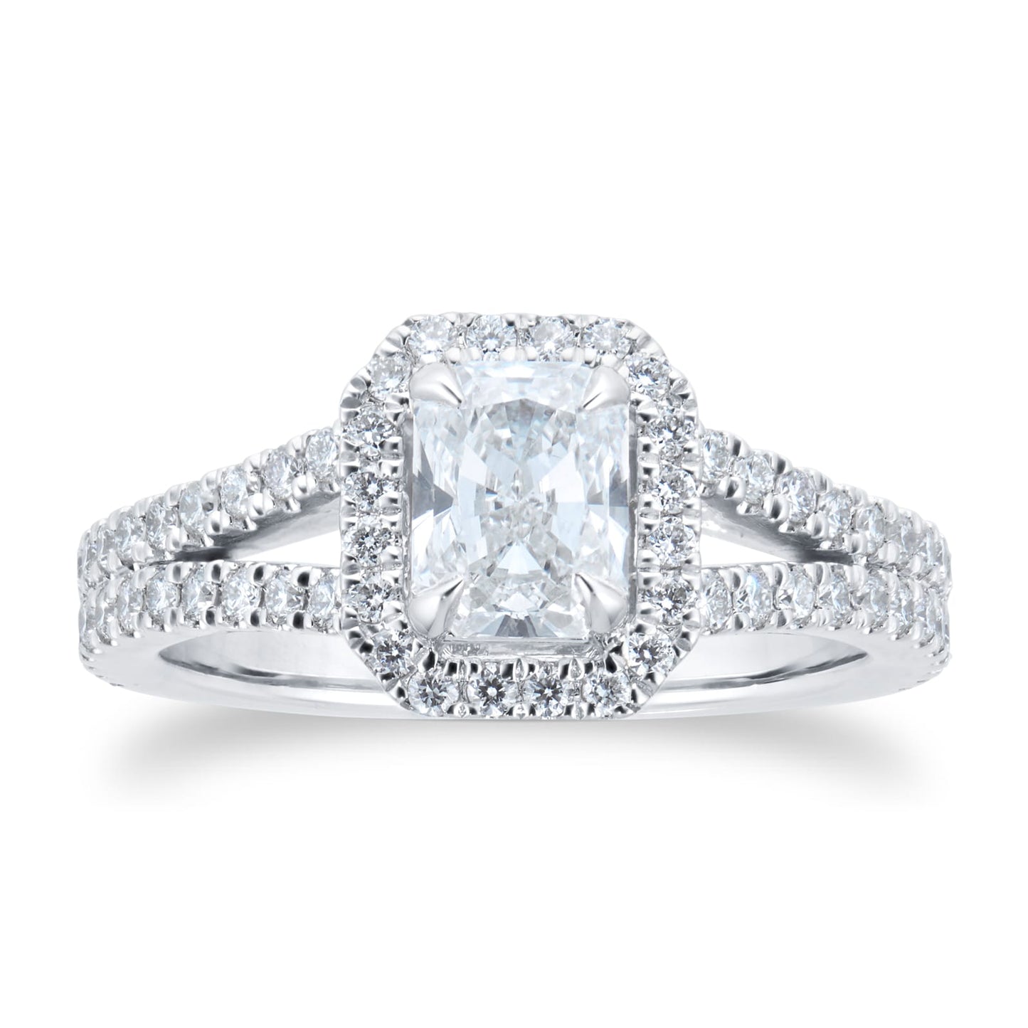 Amelia Platinum 1.50cttw Radiant Diamond Halo Ring