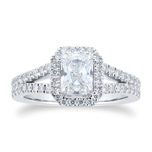 Amelia Platinum 1.50cttw Radiant Diamond Halo Ring