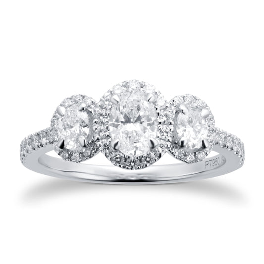 Platinum Amelia 1.00cttw Oval 3 Stone Ring