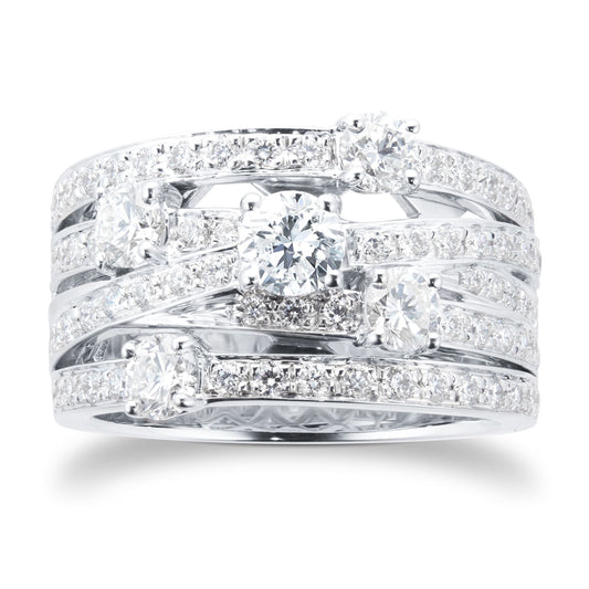 White Gold 2.03ct Diamond 4 Row Ring