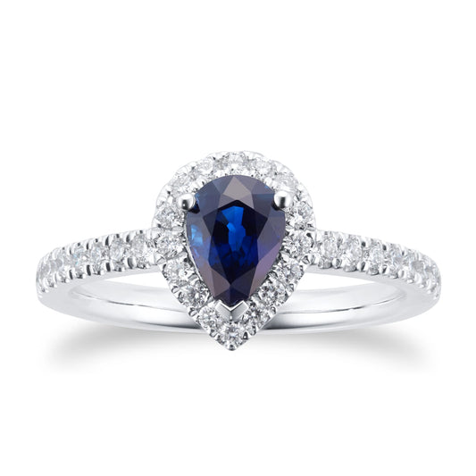 Amelia Platinum 1.00ct Sapphire & 0.36cttw Diamond Halo Ring