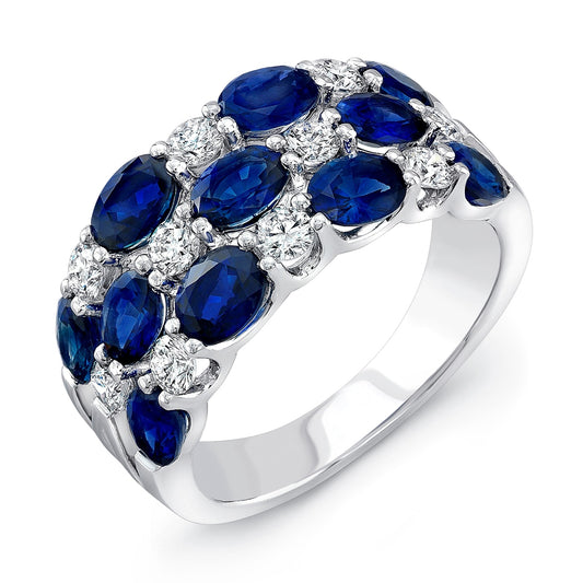 White Gold 3.32cttw Sapphire & 0.53cttw Diamond Ring