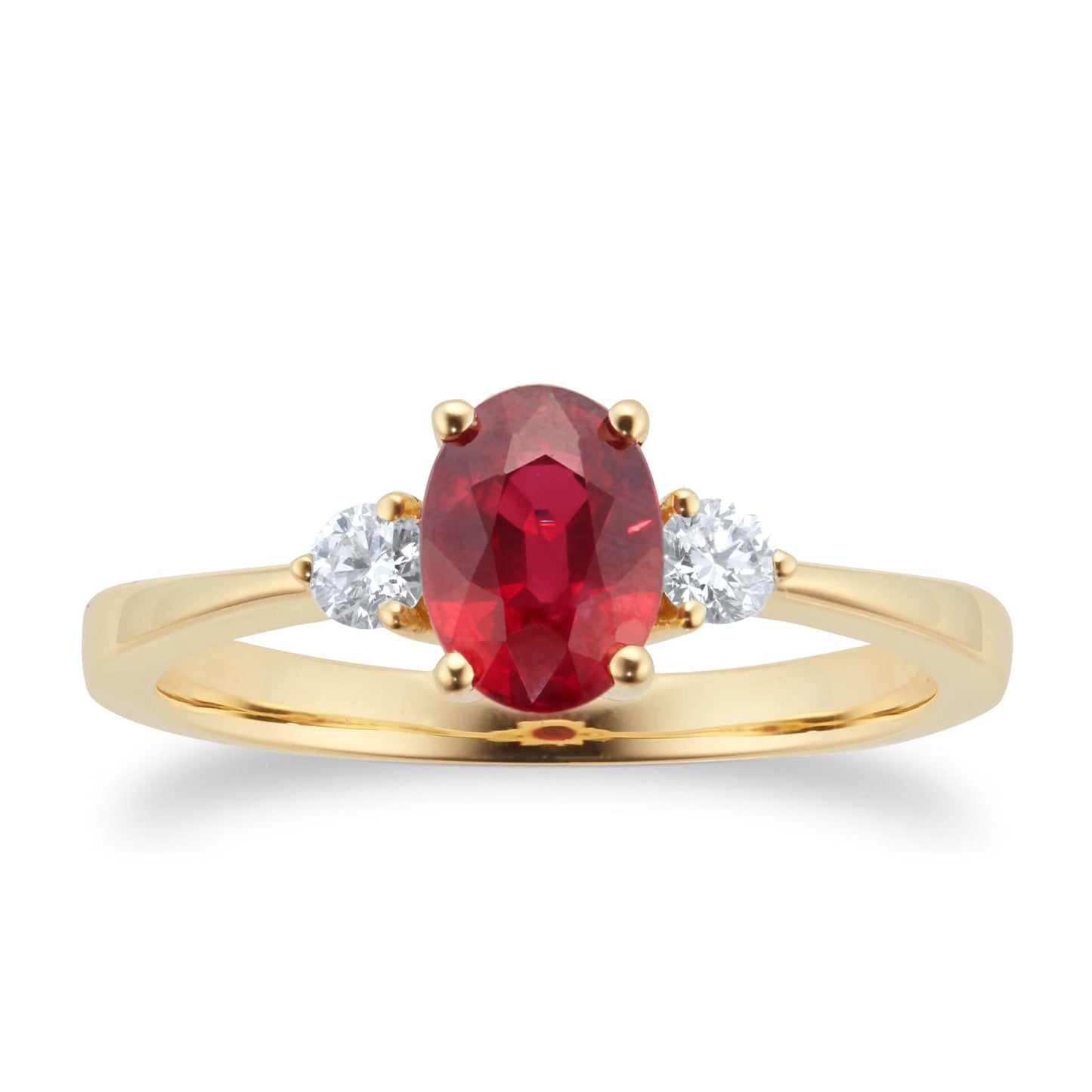 Yellow Gold 1.00ct Ruby & 0.15cttw Diamond Ring