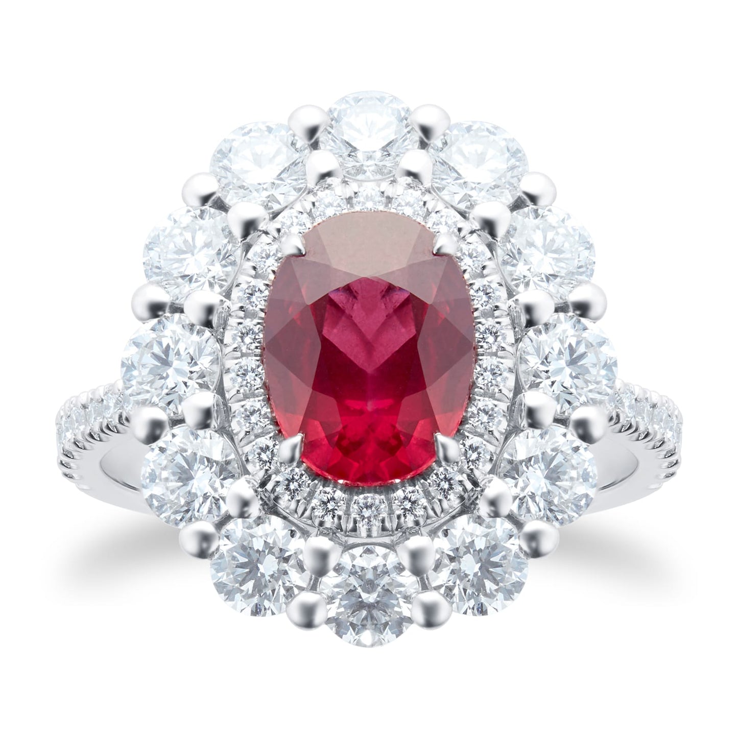 Platinum 1.74ct Diamond & 2.04ct Ruby Ring