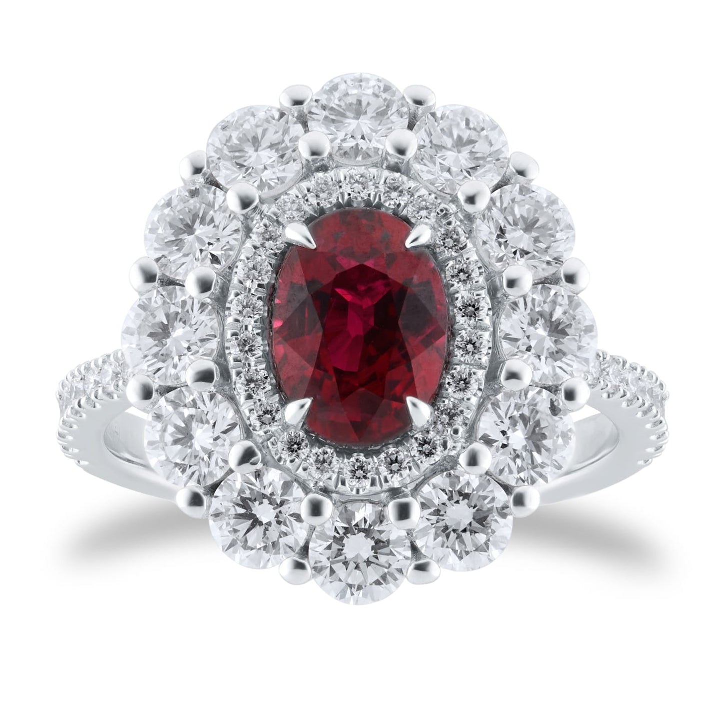 Platinum Ruby & 1.74cttw Diamond Ring