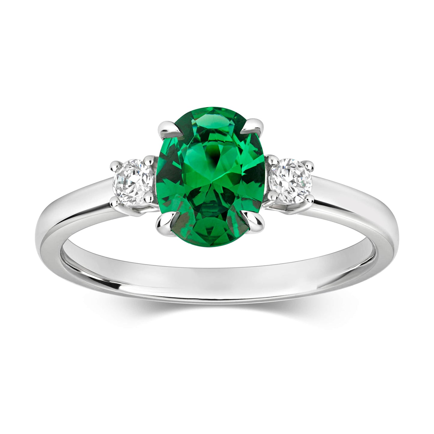 Platinum 1.15ct Emerald & 0.15cttw Diamond Ring