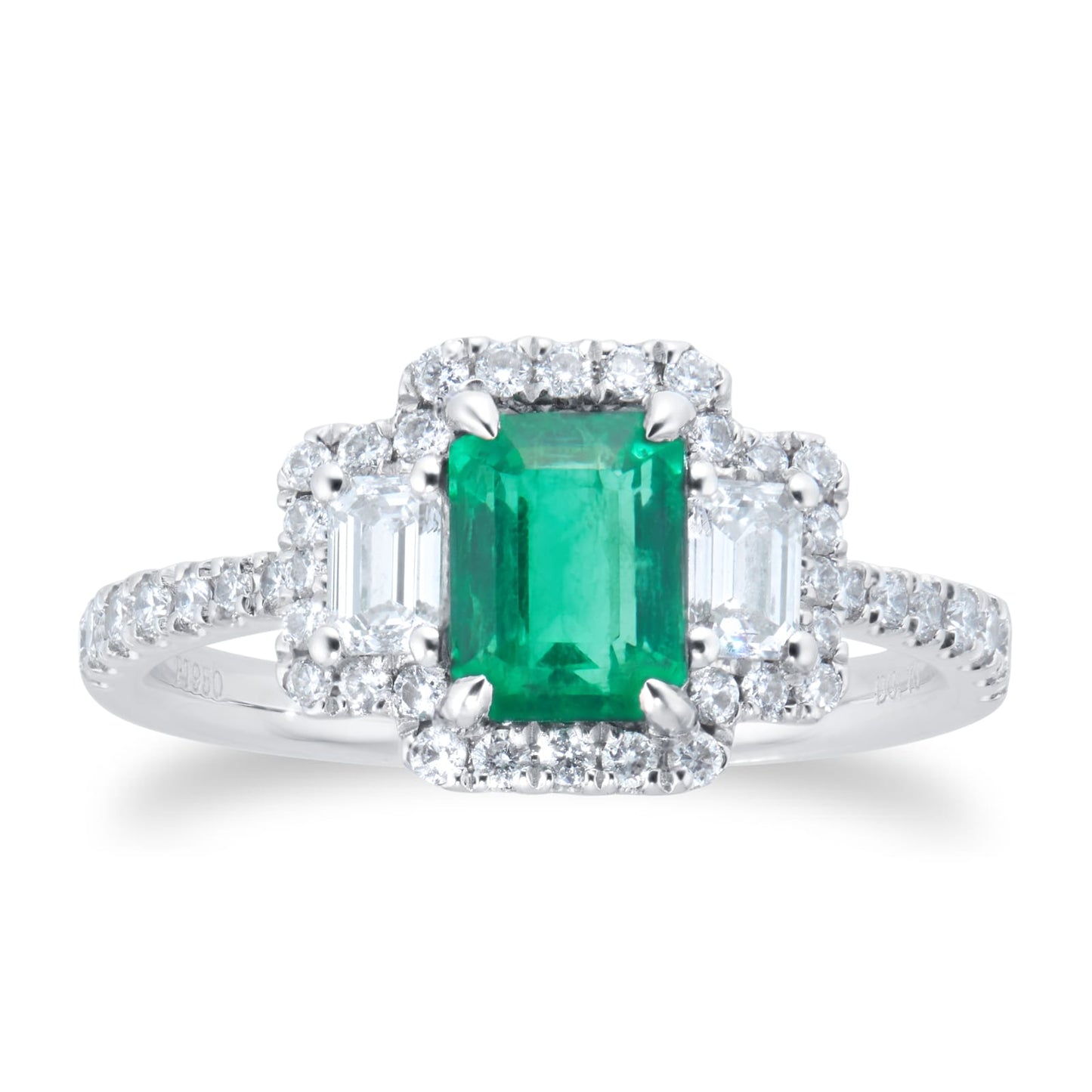 Amelia Platinum Emerald & Diamond Ring