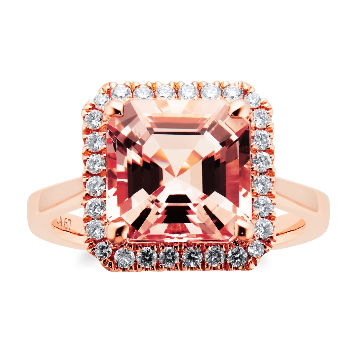 Renee Rose Gold Morganite & 0.51cttw Diamond Halo Ring