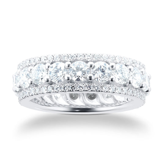 White Gold 4.42ct Diamond 3 Row Ring