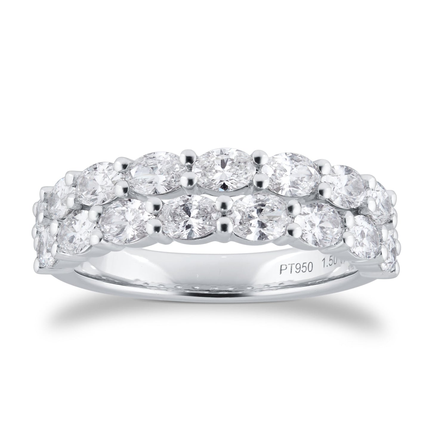 Platinum 1.50cttw Diamond Double Row Ring