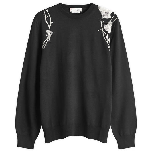 Embroidered Flower Crew Neck Jumper