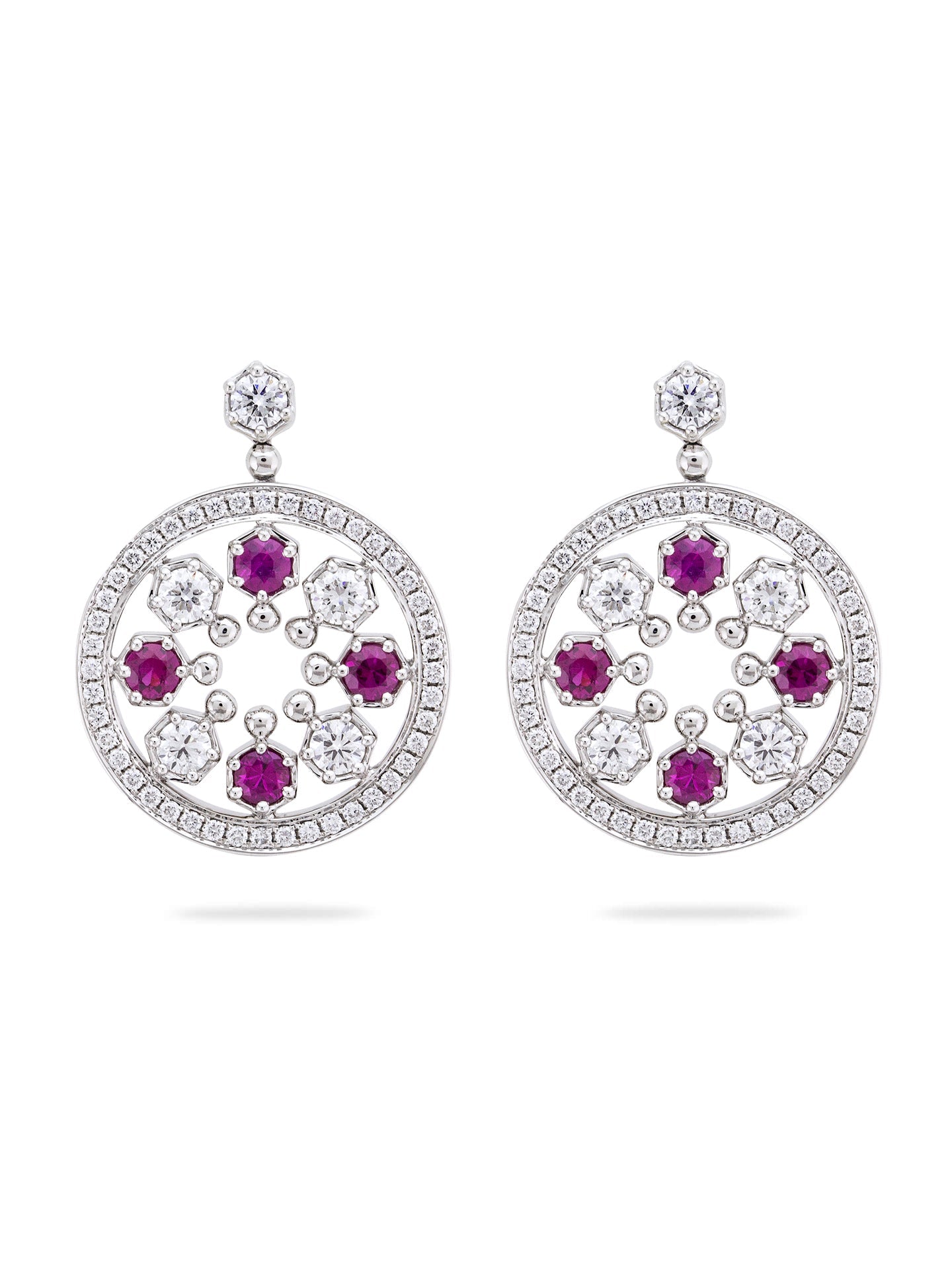 Circus Diamond and Ruby Drop Earrings