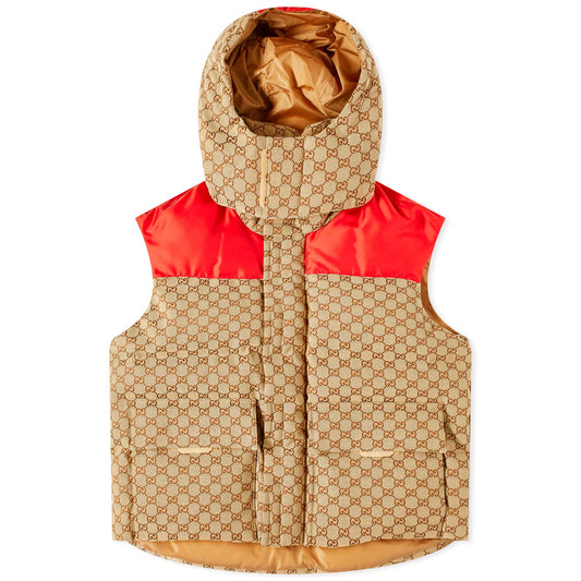 GG Jacquard Hooded Down Vest