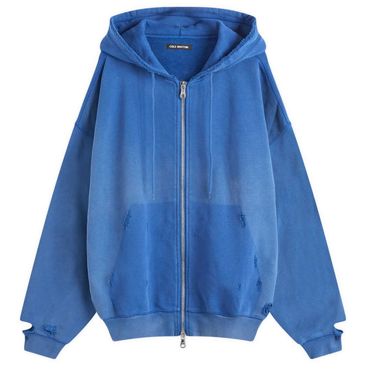 Distressed Removed Pocket Zip Hoodie