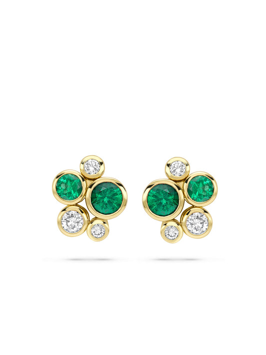 Raindance Cluster Emerald Stud Earrings