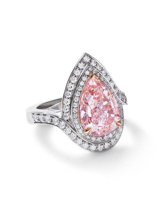 Vintage Pear Pink Diamond Ring