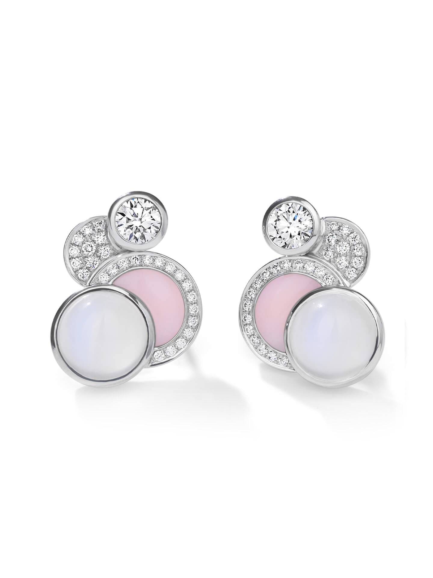 Raindrop Moonstone Pink Opal Stud Earrings