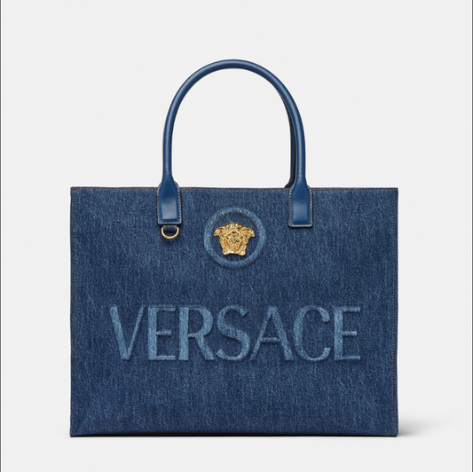 La Medusa Denim Large Tote Bag