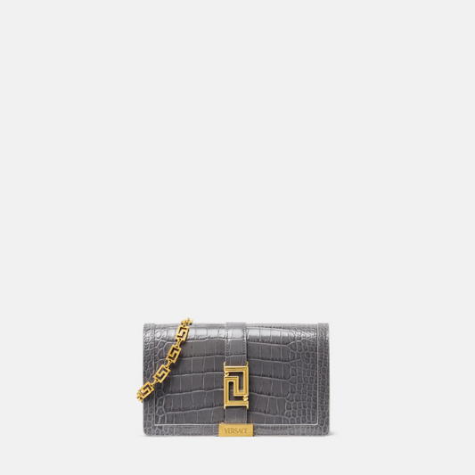 Croc-Effect Greca Goddess Mini Bag