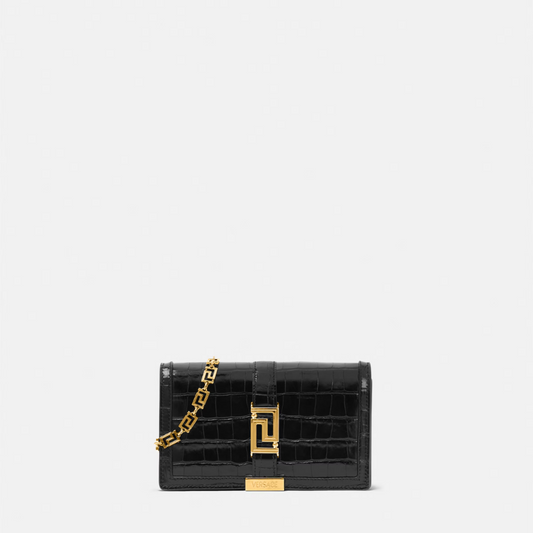 Croc-Effect Greca Goddess Mini Bag
