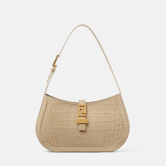 Croc-Effect Greca Goddess Hobo Bag