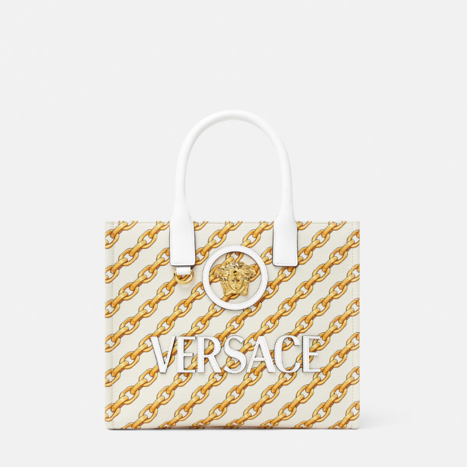 Chain Stripes La Medusa Small Tote Bag