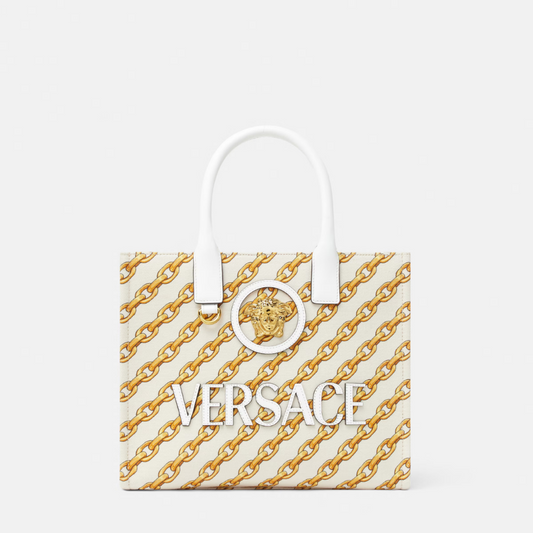 Chain Stripes La Medusa Small Tote Bag