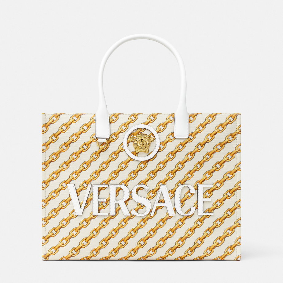 Chain Stripes La Medusa Large Tote Bag