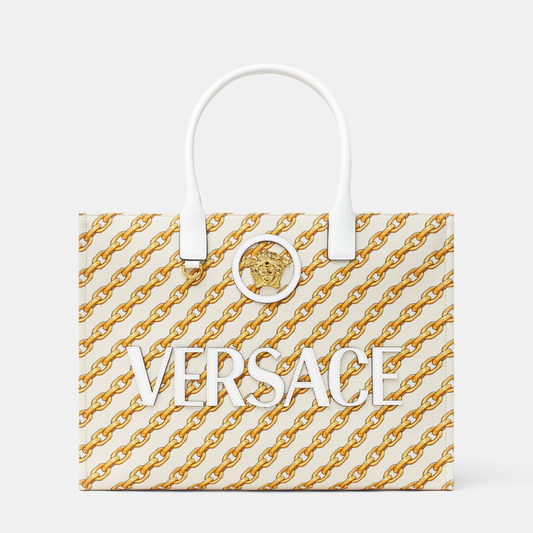 Chain Stripes La Medusa Large Tote Bag