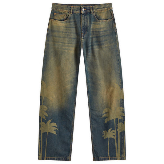 Laser Palm Loose Leg Jeans