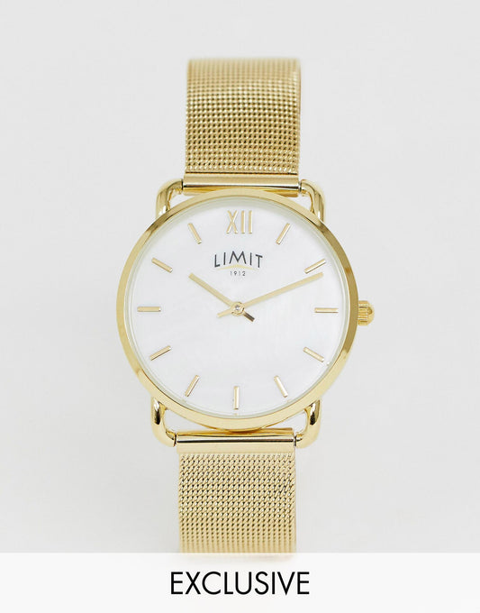 Classic Mesh Stainless Steel Bracelet Watch With Mother Of Pearl Dial