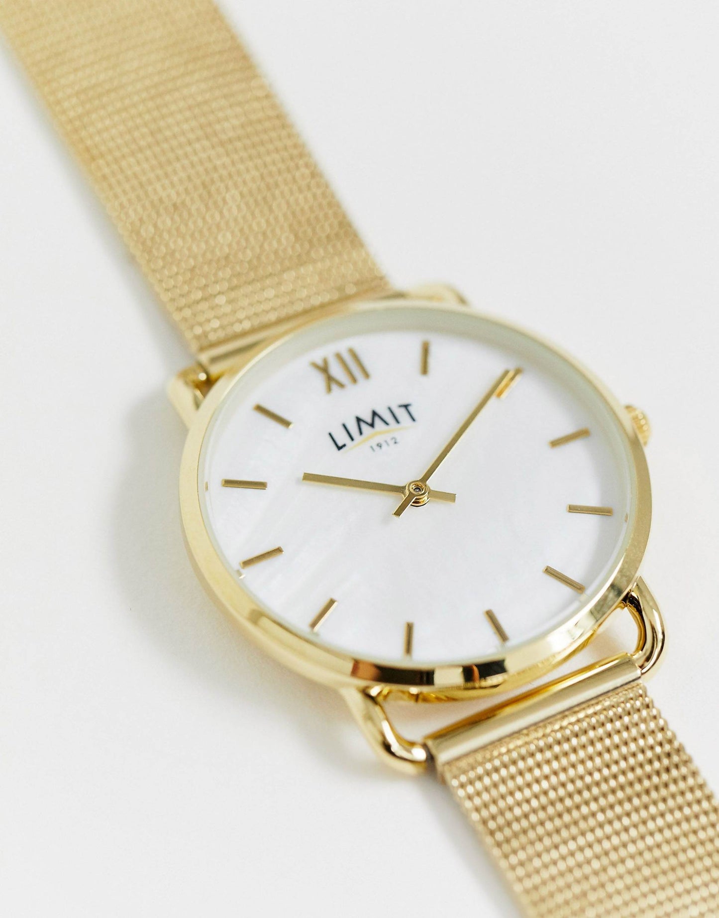 Classic Mesh Stainless Steel Bracelet Watch With Mother Of Pearl Dial