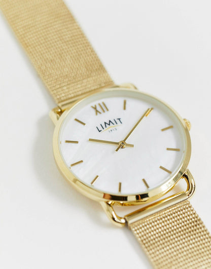 Classic Mesh Stainless Steel Bracelet Watch With Mother Of Pearl Dial