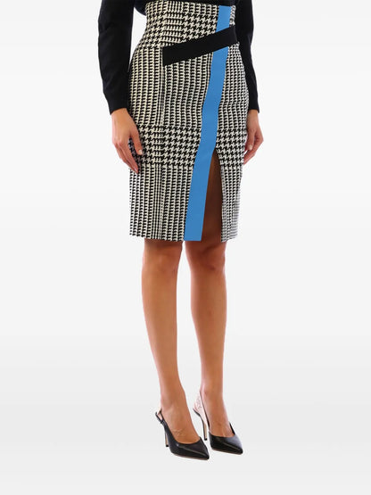 Houndstooth Print Pencil Skirt