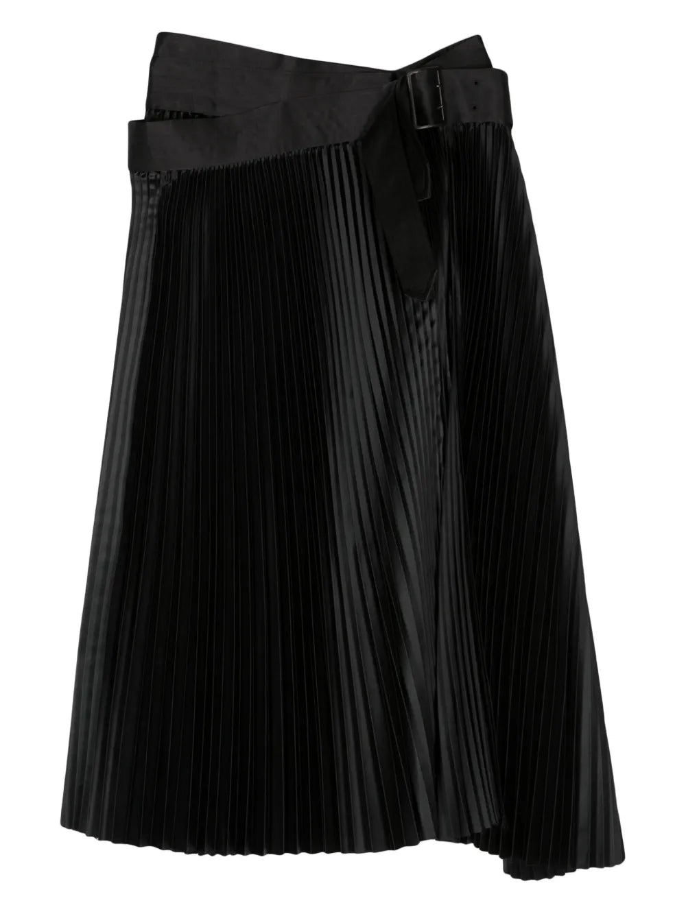 Pleated Midi Satin Skirt