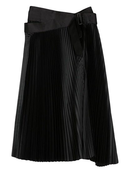 Pleated Midi Satin Skirt