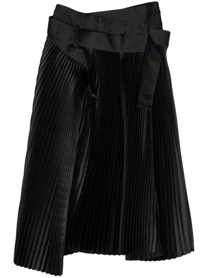 Pleated Midi Satin Skirt