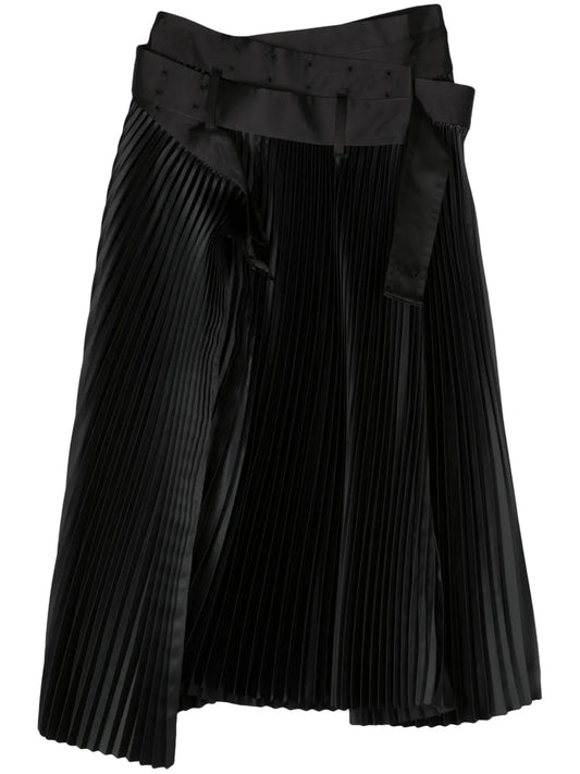 Pleated Midi Satin Skirt