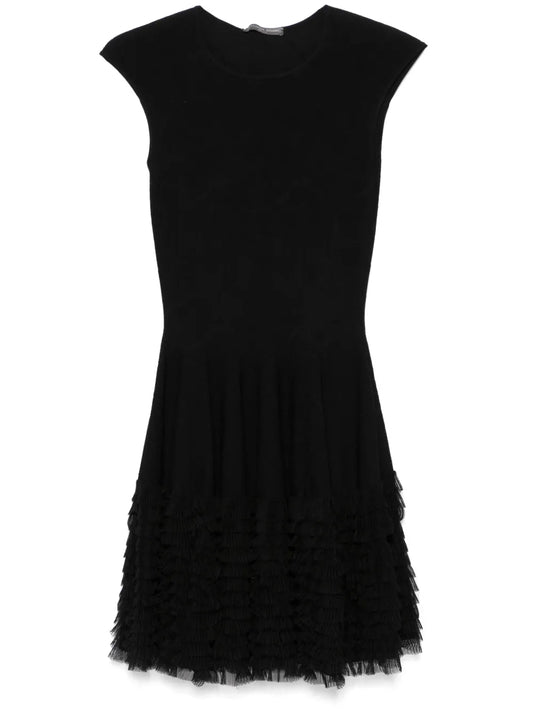 Lace Knit Ruffle Dress